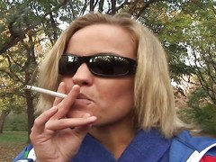 slutty blonde leaves her cigar execrate expeditious for a cock